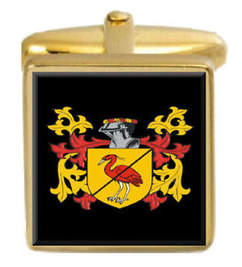 【送料無料】メンズアクセサリ―　アイルランドカフスボタンボックスコートmonnelly ireland family crest surname coat of arms gold cufflinks engraved box