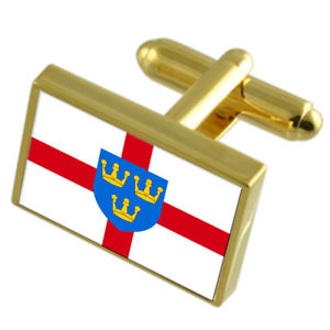 【送料無料】メンズアクセサリ&mdash;　イーストアングリアフラグカフスリンクeast anglia county england gold flag cufflinks engraved box｜hokushin