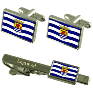 【送料無料】メンズアクセサリ&mdash;　ゼーラントカフスボタンタイクリップマッチングボックスzeeland flag cufflinks engraved tie clip matching box set｜hokushin