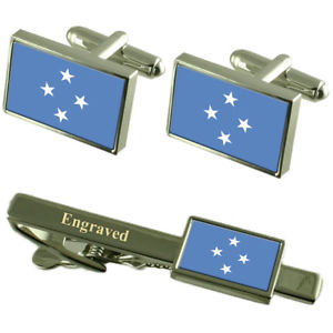 【送料無料】メンズアクセサリ&mdash;　ミクロネシアカフスボタンタイクリップマッチングボックスmicronesia flag cufflinks engraved tie clip matching box set｜hokushin