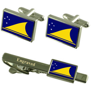 【送料無料】メンズアクセサリ&mdash;　トケラウカフスボタンタイクリップマッチングボックスtokelau flag cufflinks engraved tie clip matching box set｜hokushin 16,546円