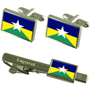 【送料無料】メンズアクセサリ&mdash;　フラグカフスボタンタイクリップマッチングボックスrondonia flag cufflinks engraved tie clip matching box set｜hokushin
