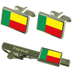 【送料無料】メンズアクセサリ&mdash;　ベナンカフスボタンタイクリップマッチングボックスbenin flag cufflinks engraved tie clip matching box set｜hokushin 16,086円
