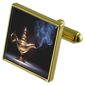 【送料無料】メンズアクセサリ&mdash;　ランプカフスボタンクリスタルタイクリップセットgenie lamp goldtone cufflinks crystal tie clip gift set｜hokushin