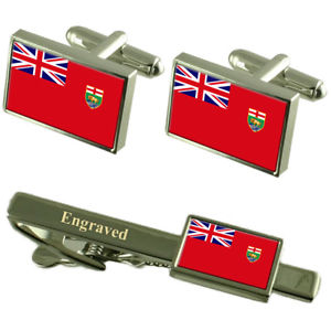 【送料無料】メンズアクセサリ―　マニトバカフスボタンタイクリップマッチングボックスmanitoba flag cufflinks engraved tie clip matching box set