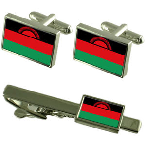 【送料無料】メンズアクセサリ&mdash;　マラウイカフスボタンタイクリップマッチングボックスセットmalawi flag cufflinks tie clip matching box gift set｜hokushin