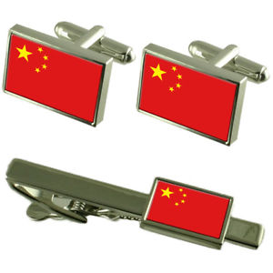 【送料無料】メンズアクセサリ&mdash;　カフスボタンタイクリップマッチングボックスセットchina flag cufflinks tie clip matching box gift set｜hokushin