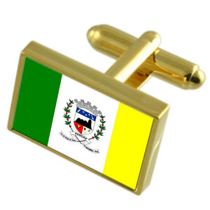 【送料無料】メンズアクセサリ&mdash;　シティエスピリトサントゴールドフラッグカフスボタンボックスpancas city espirito santo state gold flag cufflinks engraved box｜hokushin
