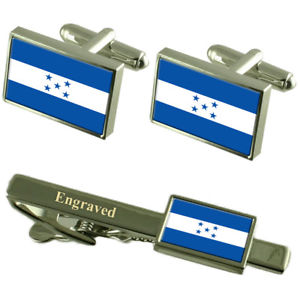 【送料無料】メンズアクセサリ&mdash;　ホンジュラスカフスボタンタイクリップマッチングボックスhonduras flag cufflinks engraved tie clip matching box set｜hokushin