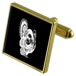 メンズアクセサリ―　トルコカフスボタンクリスタルタイクリップセットturkey bird goldtone cufflinks crystal tie clip gift set