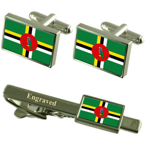 【送料無料】メンズアクセサリ&mdash;　ドミニカカフスボタンタイクリップマッチングボックスdominica flag cufflinks engraved tie clip matching box set｜hokushin
