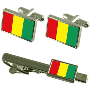 【送料無料】メンズアクセサリ&mdash;　ギニアカフスボタンタイクリップマッチングボックスセットguinea flag cufflinks tie clip matching box gift set｜hokushin