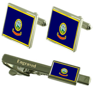 【送料無料】メンズアクセサリ&mdash;　アイダホカフスボタンタイクリップマッチングボックスidaho flag cufflinks engraved tie clip matching box set｜hokushin