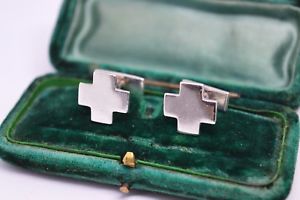 【送料無料】メンズアクセサリ&mdash;　ビンテージスターリングシルバーアールデコデザインカフリンクスvintage sterling silver cufflinks with an art deco design b81｜hokushin