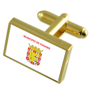 【送料無料】メンズアクセサリ―　パナマパナマゴールドフラッグカフスボタンボックスpanama city panama gold flag cufflinks engraved box