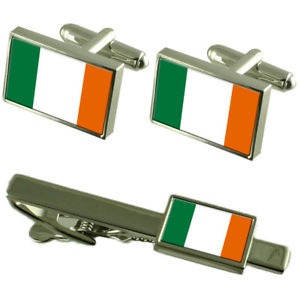 【送料無料】メンズアクセサリ&mdash;　アイルランドカフスボタンタイクリップマッチングボックスセットireland flag cufflinks tie clip matching box gift set｜hokushin
