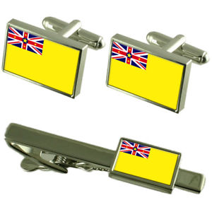 【送料無料】メンズアクセサリ&mdash;　ニウエカフスボタンタイクリップマッチングボックスセットniue flag cufflinks tie clip matching box gift set｜hokushin