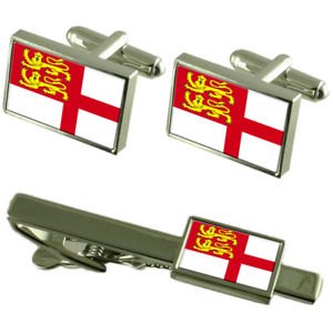 【送料無料】メンズアクセサリ―　サークフラグカフスボタンタイクリップマッチングボックスセットsark flag cufflinks tie clip matching box gift set