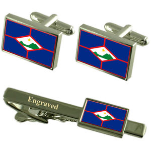 【送料無料】メンズアクセサリ―　フラグカフスボタンタイクリップマッチングボックスst eustatius flag cufflinks engraved tie clip matching box set