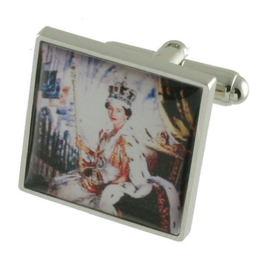 【送料無料】メンズアクセサリ―　カフリンクスボックスオンcuff links queen coronation painting engraved personalised box
