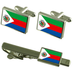 【送料無料】メンズアクセサリ&mdash;　シティエスピリトサントカフスボタンタイクリップボックスセットmontanha city espirito santo state flag cufflinks tie clip box gift set｜hokushin