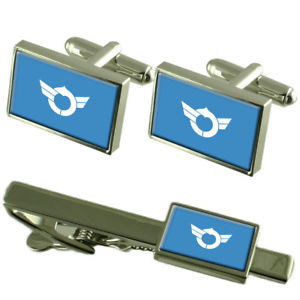 【送料無料】メンズアクセサリ&mdash;　フラグカフスボタンボックスネクタイセットクリップflag shiga prefecture cufflinks box gift set matching tie clip 55mm｜hokushin