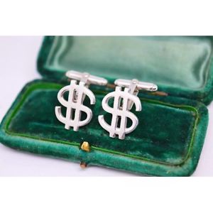 【送料無料】メンズアクセサリ―　ビンテージスターリングシルバーアールデコドルデザインカフリンクスvintage sterling silver cufflinks with an art deco dollar design b185