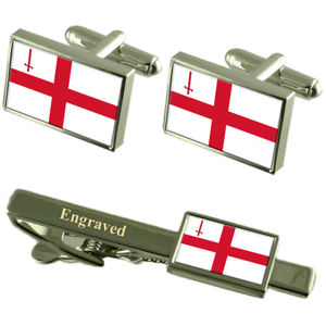 【送料無料】メンズアクセサリ&mdash;　ロンドンシティカフスボタンタイクリップセットcity of london city england flag cufflinks engraved tie clip set｜hokushin