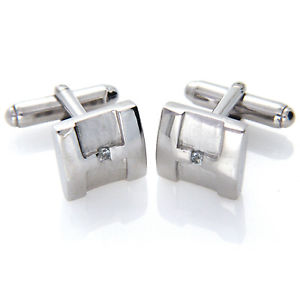 【送料無料】メンズアクセサリ―　2スターリングホワイトトパーズカフスリンクhallmarked sterling silver white topaz gemstone square cufflinks dual finished