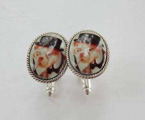 【送料無料】メンズアクセサリ―　シルバーエナメルブルドッグメンズカフリンクカフリンクスsilver enamel smoking bulldog mens cufflink cufflinks jewelery