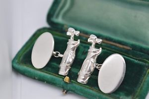 【送料無料】メンズアクセサリ―　ビンテージスターリングシルバーゴルフバッグデザインカフリンクスvintage sterling silver cufflinks with golf bag design by ajpoole b439 17,505円