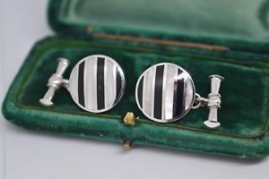 【送料無料】メンズアクセサリ―　ビンテージアールデコスターリングシルバーオニキスパールカフリンクスvintage art deco sterling silver cufflinks with an onyx and pearl insert b590