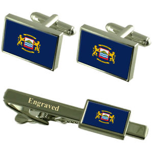 【送料無料】メンズアクセサリ&mdash;　アリカシティチリカフスボタンタイクリップセットarica city chile flag cufflinks engraved tie clip set｜hokushin