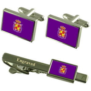 【送料無料】メンズアクセサリ―　スペインカフスボタンタイクリップセットjaen city spain flag cufflinks engraved tie clip set 16,786円