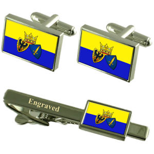 【送料無料】メンズアクセサリ―　エッセンシティドイツカフスボタンタイクリップセットessen city germany flag cufflinks engraved tie clip set