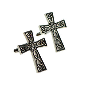 【送料無料】メンズアクセサリ―　ケルトシロメmensカフスリンクカフスリンクenglish made interlaced celtic cross pewter mens cufflinks cuff links gift