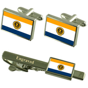 【送料無料】メンズアクセサリ―　サンノゼアメリカカフスボタンタイクリップセットsan jose city usa flag cufflinks engraved tie clip set
