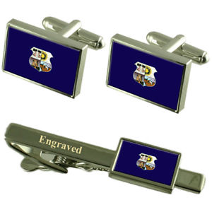【送料無料】メンズアクセサリ―　ベレンブラジルカフスボタンタイクリップセットbelem city brazil flag cufflinks engraved tie clip set