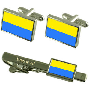 【送料無料】メンズアクセサリ―　ラタクンガエクアドルフラグカフスリンクネクタイピンセットlatacunga city ecuador flag cufflinks engraved tie clip set