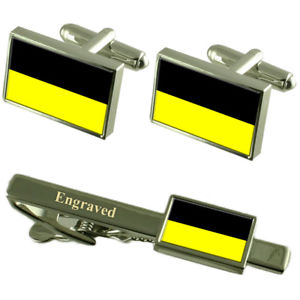 【送料無料】メンズアクセサリ―　アーヘンドイツカフスボタンタイクリップセットaachen city germany flag cufflinks engraved tie clip set