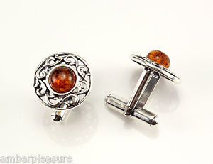 【送料無料】メンズアクセサリ―　コニャックバルトスターリングシルバーカフリンクスclassic cognac baltic amber amp; sterling silver cufflinks
