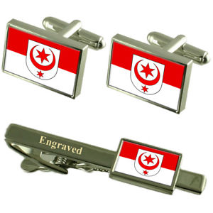 【送料無料】メンズアクセサリ―　ハレザーレドイツカフスボタンタイクリップセットhalle saale city germany flag cufflinks engraved tie clip set