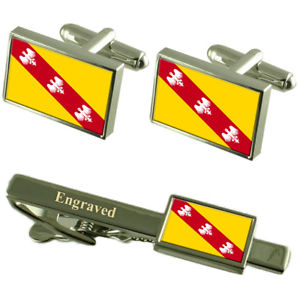 【送料無料】メンズアクセサリ―　ロレーヌフランスカフスボタンタイクリップセットlorraine province france flag cufflinks engraved tie clip set