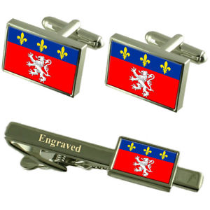 【送料無料】メンズアクセサリ&mdash;　リヨンフランスカフスボタンタイクリップセットlyon city france flag cufflinks engraved tie clip set｜hokushin