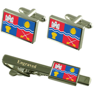 【送料無料】メンズアクセサリ―　ニューベリフラグカフスリンクネクタイピンセットbury city england flag cufflinks engraved tie clip set