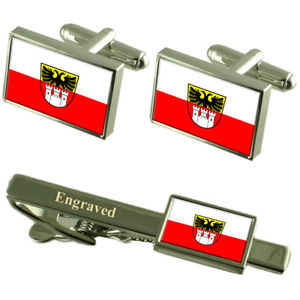 【送料無料】メンズアクセサリ―　ジュイスブルクドイツフラグカフスリンクネクタイピンセットduisburg city germany flag cufflinks engraved tie clip set