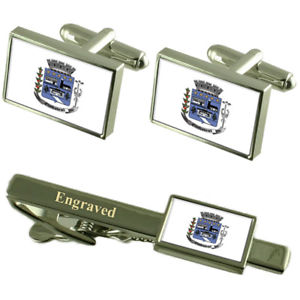 【送料無料】メンズアクセサリ―　pinheiralリオデジャネイロカフスリンクネクタイピンセットpinheiral city rio de janeiro state flag cufflinks engraved tie clip set