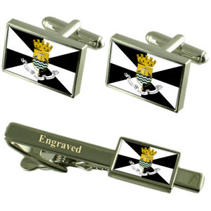 【送料無料】メンズアクセサリ&mdash;　リスボンポルトガルフラグカフスリンクネクタイピンセットlisbon portugal flag cufflinks engraved tie clip set｜hokushin