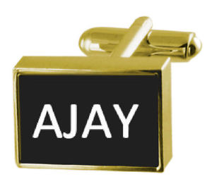 【送料無料】メンズアクセサリ―　カフスリンククリップ ajayengraved money clip with cufflinks name ajay