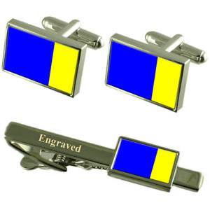 【送料無料】メンズアクセサリ―　ヴィテルボイタリアフラグカフスリンクネクタイピンセットviterbo city italy flag cufflinks engraved tie clip set